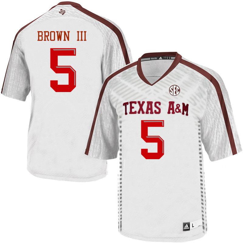 Men #5 Bobby Brown III Texas A&M Aggies College Football Jerseys Sale-White - Click Image to Close